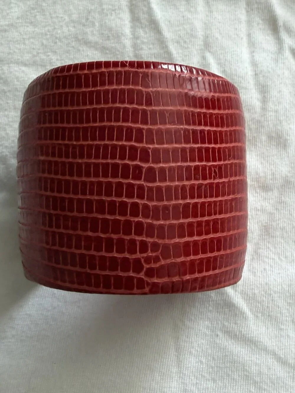 Red Faux Croc Embossed Wide Statement Cuff Bracelet